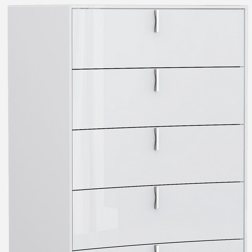 31" White Wood Five Drawer Gentlemens Chest
