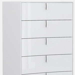 31" White Wood Five Drawer Gentlemens Chest