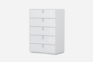 31" White Wood Five Drawer Gentlemens Chest