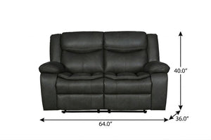 64" Gray Faux Leather Manual Reclining Love Seat