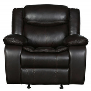 42" Gray Leather Match Manual Gliding Recliner