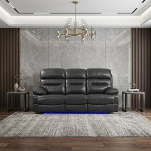 89" Gray Faux Leather USB Sofa With Black Legs