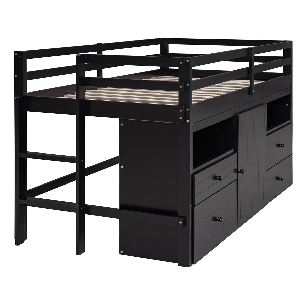 Loft Bed With 4 Drawers, Underneath Cabinet And Shelves by Couch.com