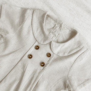 Girls' Short Sleeved Blouse Collar Jumpsuit