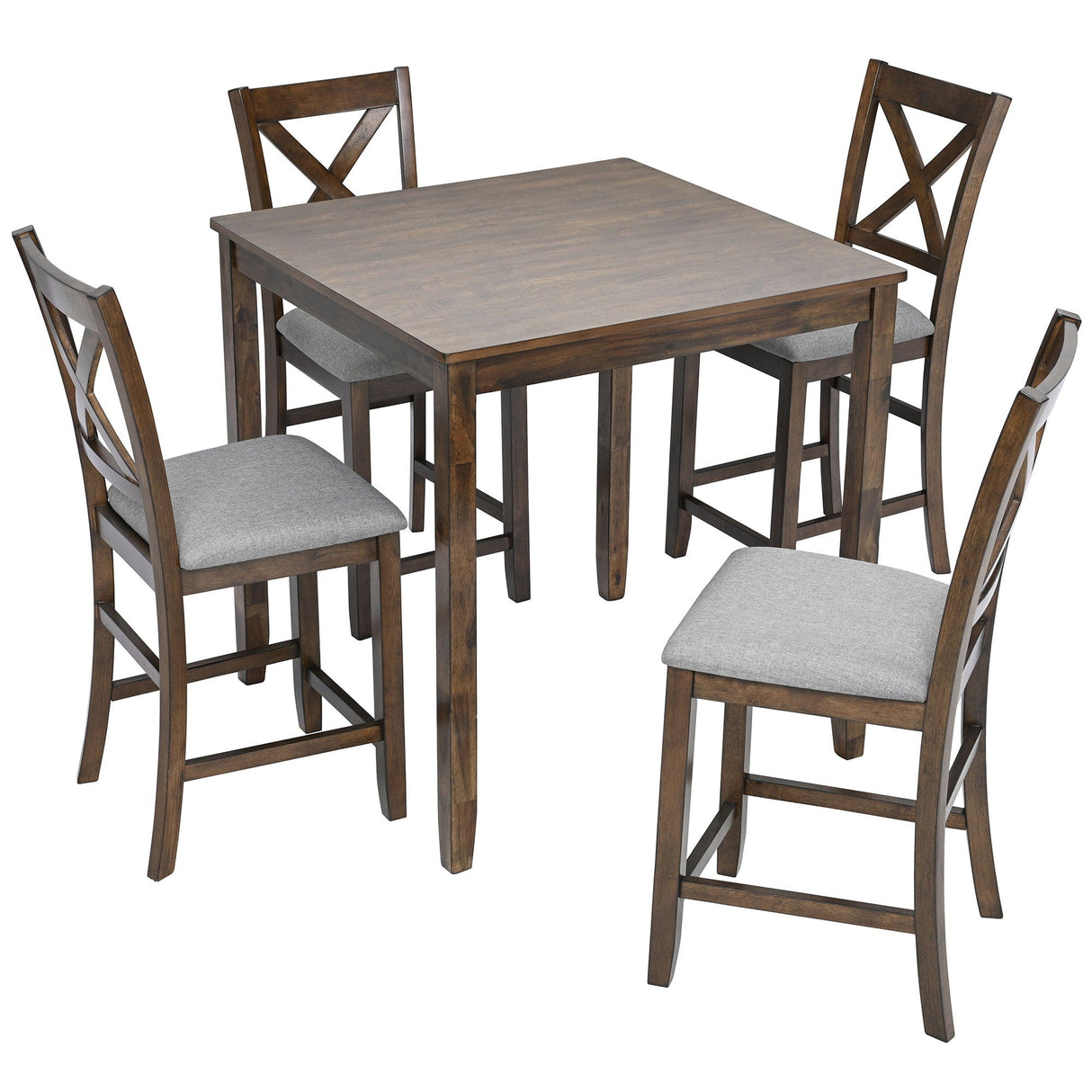 5 Piece Dining Table Set, Wooden Dining Square Table Set For 4 by Couch.com