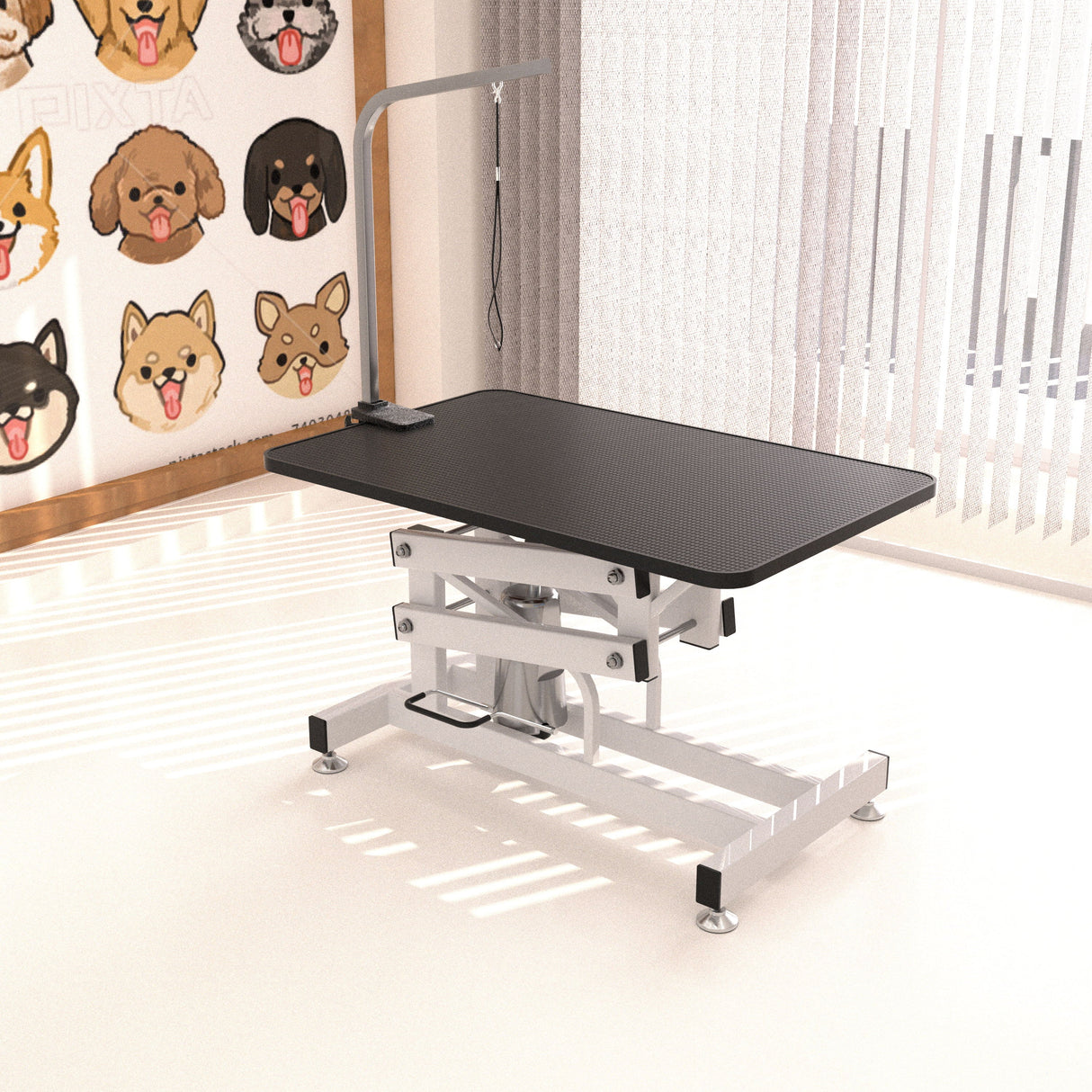 Hydraulic Dog Pet Grooming Table Heavy Duty Big Size Z-Lift Pet Grooming Table - Black / White by Couch.com