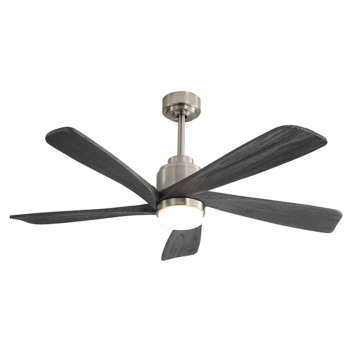 Modern Ceiling Fan With Dimmable LED Light 5 Solid Wood Blades Remote Control Reversible Dc Motor With Smart App Control - Nickel by Couch.com