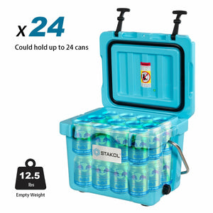 16 Quart 24-Can Capacity Insulated Ice Cooler with 2 Cup Holders-Khaki