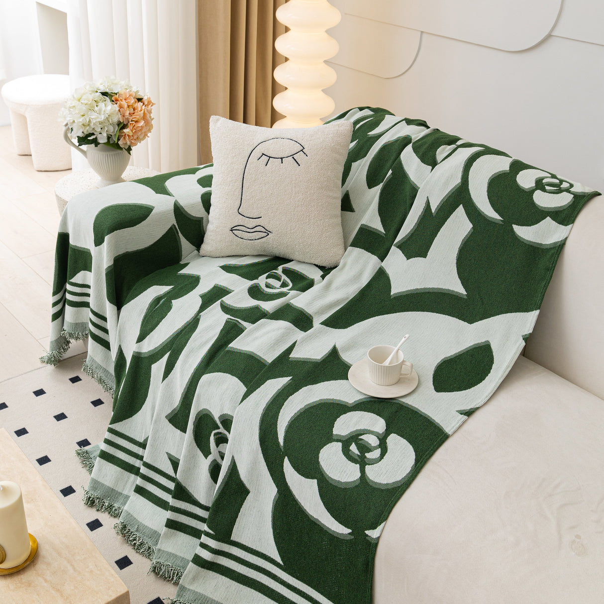 Chenille Sofa Cover Blanket, Couch Cover Blanket Throws for Couches Living Room Furniture Throw Covers