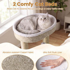36" Carpeted Cat Tree with Plush Perches  Scratching Posts and Dangling Ball