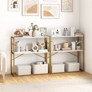 36" Console Table 2-Tier Entryway Table with Wooden Open Shelves and Metal Frame-White