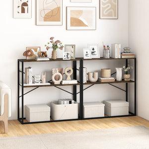 36" Console Table 2-Tier Entryway Table with Wooden Open Shelves and Metal Frame-Rustic Brown