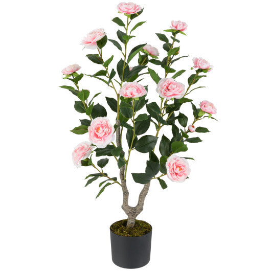 36 Inch Artificial Camellia Tree with Blooming Flower 1 Pack-Pink