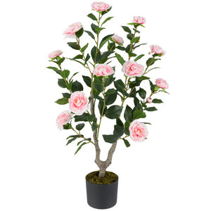 36 Inch Artificial Camellia Tree with Blooming Flower 1 Pack-Pink