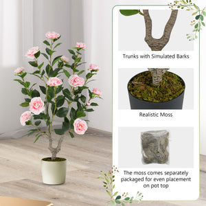 36 Inch Artificial Camellia Tree with Blooming Flower 1 Pack-Pink