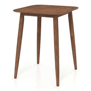 36 Inch Counter Height Bar Table Wooden High Top Pub Table with Solid Rubber Wood Legs-Walnut
