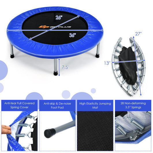 36 Inch Mini Folding Trampoline Portable Recreational Fitness Rebounder-Blue