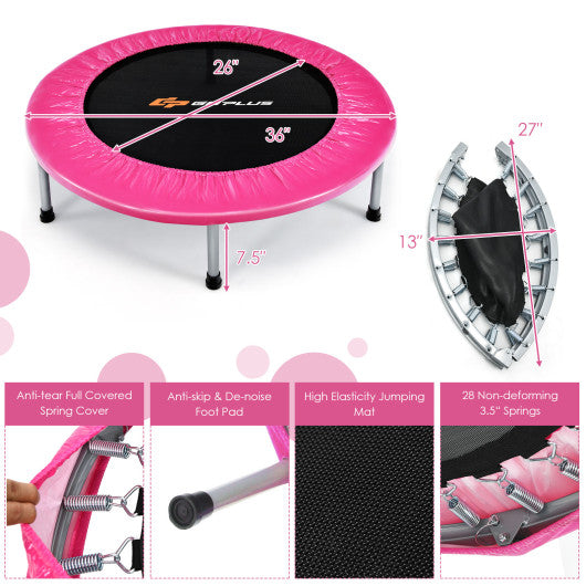 36 Inch Mini Folding Trampoline Portable Recreational Fitness Rebounder-Pink
