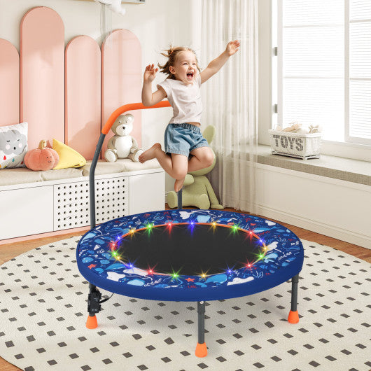 Mini Trampoline Folding Small Rebounder for Kids with Lights-Navy