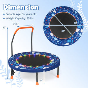Mini Trampoline Folding Small Rebounder for Kids with Lights-Navy
