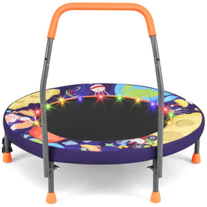 Mini Trampoline Folding Small Rebounder for Kids with Lights-Purple