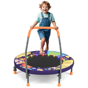 Mini Trampoline Folding Small Rebounder for Kids with Lights-Purple
