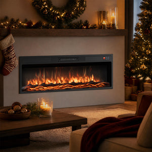 36 Inch Recessed Electric Fireplace Heater with Adjustable Flame Colors & Brightness