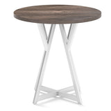 36 Inch Round Dining Table with Metal Pedestal Base-Natural