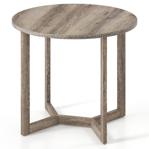 36 Inch Round Wood Dining Table for 2-4 People with Wing-shaped Pedestal Base-Grey