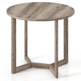 36 Inch Round Wood Dining Table for 2-4 People with Wing-shaped Pedestal Base-Grey