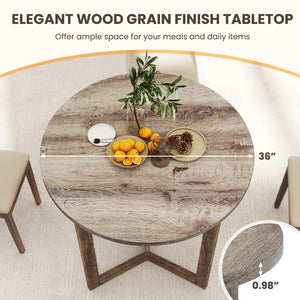 36 Inch Round Wood Dining Table for 2-4 People with Wing-shaped Pedestal Base-Grey