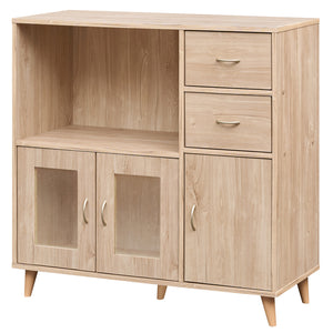 36 Inch Sideboard Buffet Cabinet with Open Compartment-Natural