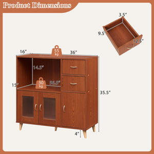 36 Inch Sideboard Buffet Cabinet with Open Compartment-Brown