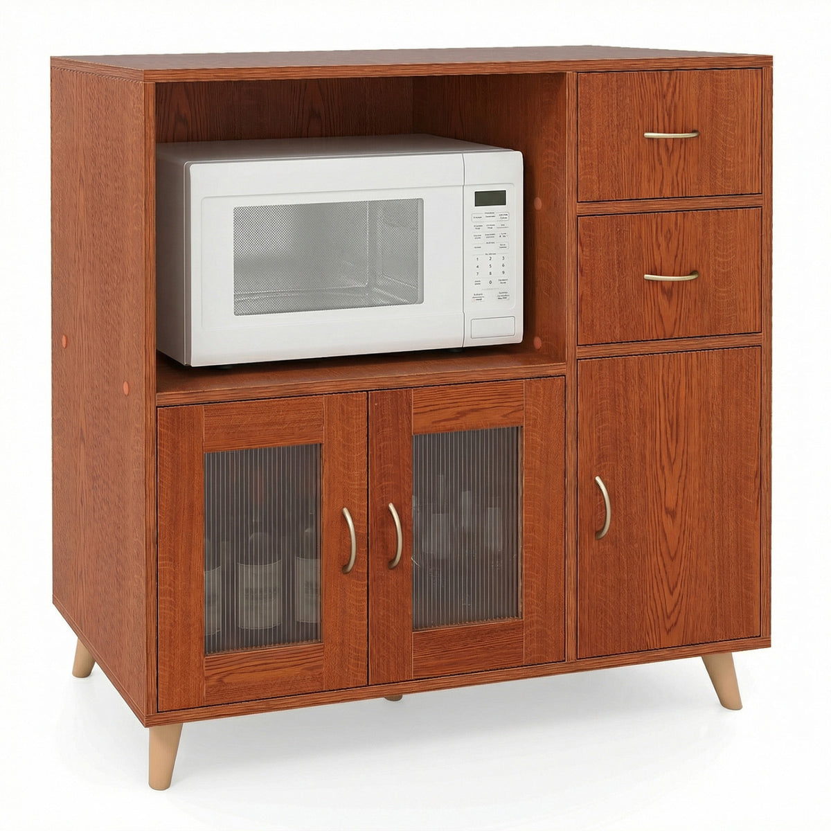 36 Inch Sideboard Buffet Cabinet with Open Compartment-Brown