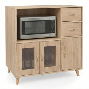 36 Inch Sideboard Buffet Cabinet with Open Compartment-Natural