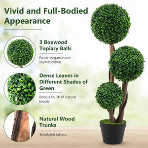 36 Inch Tall Artificial Boxwood Topiary Tree in Pot