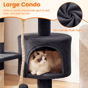 36 Inch Tall Kitten Tower with Condo and Plush Perch-Dark Gray