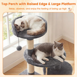 36 Inch Tall Kitten Tower with Condo and Plush Perch-Light Gray