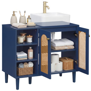 36 Inch Under Sink Cabinet Boho for Vessel Sinks and Single-Handle Faucets-Navy