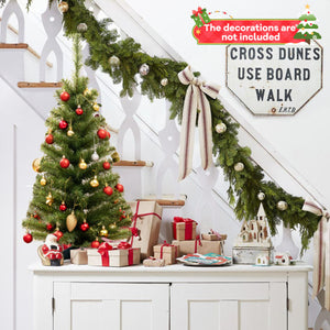 36 Inch Unlit Artificial Christmas Mini Tree with Plastic Stand-Green