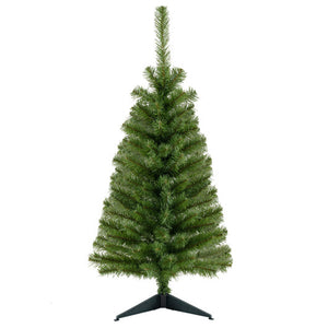 36 Inch Unlit Artificial Christmas Mini Tree with Plastic Stand-Green