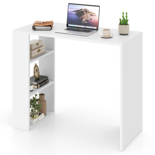 36 Inch White Computer Desk with 3 Open Shelves for Home Office Study-White