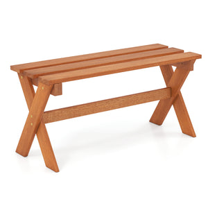 36" Outdoor Solid Wood Bench Set of 1 Backless Patio Dining Bench with Teak Oil Finish