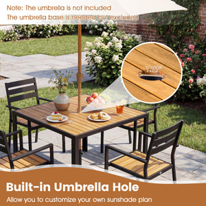 36 Inch Square Outdoor Dining Table for 4 with Slatted Top for Porch