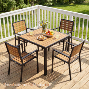 36 Inch Square Outdoor Dining Table for 4 with Slatted Top for Porch