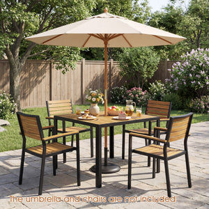 36 Inch Square Outdoor Dining Table for 4 with Slatted Top for Porch