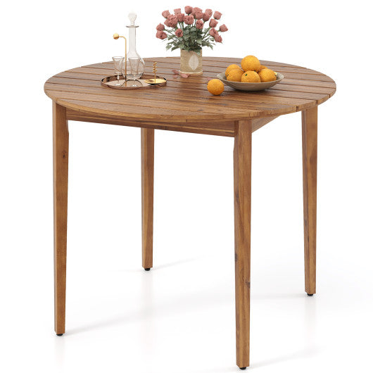 36 inch Acacia Wood Round Outdoor Dining Table for 4 People