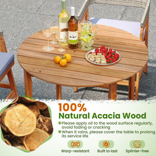 36 inch Acacia Wood Round Outdoor Dining Table for 4 People