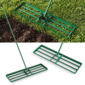 36 x 10 Inch Lawn Leveling Rake with Ergonomic Handle-Green