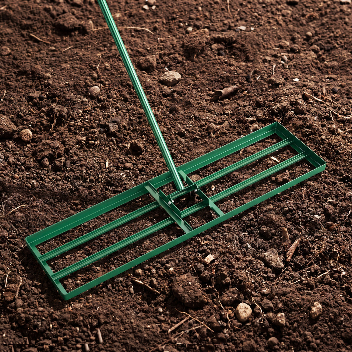 36 x 10 Inch Lawn Leveling Rake with Ergonomic Handle-Green